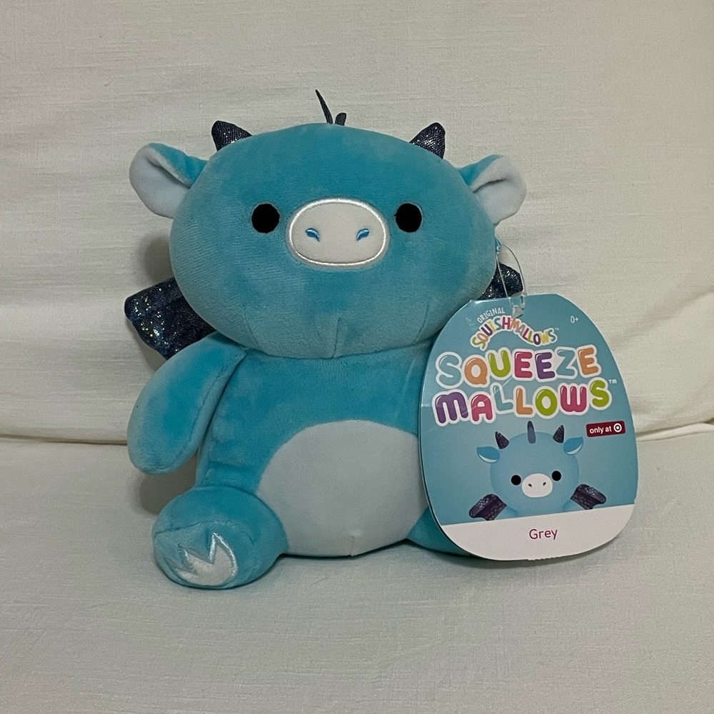 Squishmallows Grey the Dragon Plush 8” NWT
